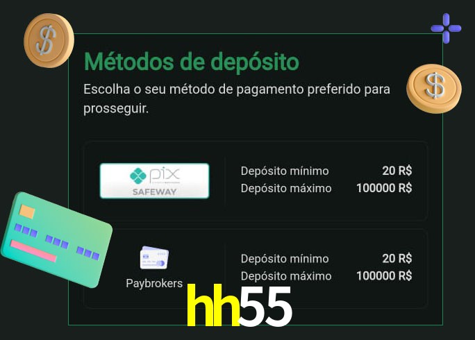 O cassino hh55 oferece uma grande variedade de métodos de pagamento